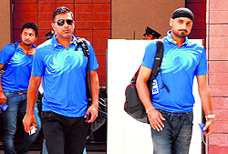 Players of Mumbai Indians arrive at Hotel Taj on Tuesday