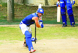 Player practises at the