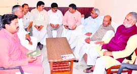 BJP legislators during a party workers meeting on Tuesday.