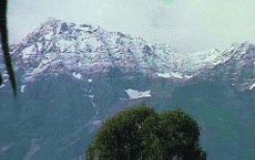 A view of the Dhauladhar hills on Tuesday evening. 