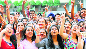Students of DAV Public School and Spring Dale Public School, Ludhiana, break into a frenzy after scoring CGPA 10.