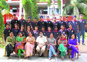 Students and teachers of Luvdale Senior School celebrate their result in Amritsar on Wednesday
