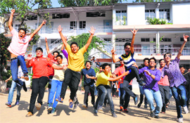 Students of Brightlands School and St Josephs Academy  celebrate after getting good grades in class X ICSE exams in Dehradun on Wednesday. 