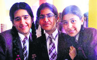 (Left to right) Shreya Manhan, Shreya Malhotra and Prachi Goyal of St Josephs Convent School in Jalandhar.