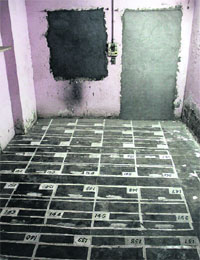 The sealed changing room at the tennis hall of the Raizada Hansraj Stadium in Jalandhar on Wednesday.