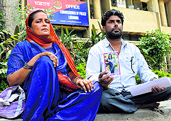 Parents of a 14-year-old girl, allegedly abducted in January, sit on hunger strike outside the office of the Commissioner of Police in Ludhiana on Wednesday