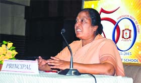 Sr Chantal, principal, Sacred Heart Convent School, Sarabha Nagar, addresses mediapersons in Ludhiana on Wednesday.