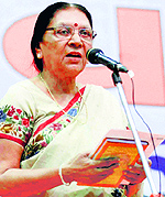Anandiben Patel takes oath as Chief Minister of Gujarat at a ceremony in Gandhinagar on Thursday