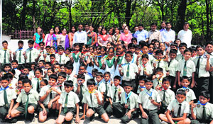 Students of Lucent international School being honoured for winning the district martial arts championship in Dehradun on Friday.