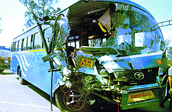 The bus that collided head on near Kartarpur on Friday