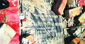 The foundation stone was damaged to express public ire in Sappanwali village in Abohar.
