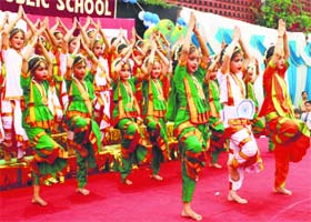 Culture on display: Students perform dance during a function at Shri Ram Ashram Public School in Amritsar on Saturday