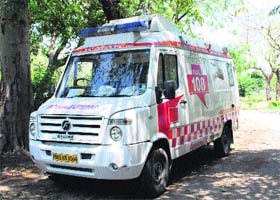 A vehicle of 108 ambulance service was stranded at the ESI hospital in Amritsar on Saturday