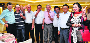 The winning teams of the National Open Bridge Tournament in a jubilant mood at a hotel in Chandigarh on Sunday. 