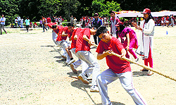 Children participate in a sports meet of Chapslee School in Shimla on Sunday