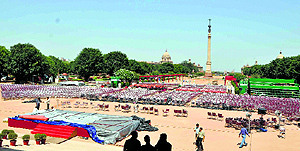 With all arrangements in place, Rashtrapati Bhavan officials are keeping their fingers crossed that the weather does not play spoilsport during Monday's open air swearing-in ceremony of Prime Minister-designate Narendra Modi