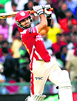 Manan Vohra plays a shot against Delhi Daredevils at PCA stadium on Sunday