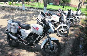 PCR motorcycles at the Police Lines in Bathinda on Monday