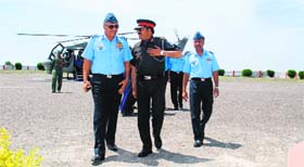 Air Marshal J Chauhan, Commanding in Chief, Central Air Command, Allahabad, on a farewell visit to Air Force station, Bhowali, Nainital, on Sunday.
