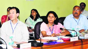 Experts during a meeting the Directorate of Wheat Research in Karnal on Monday.