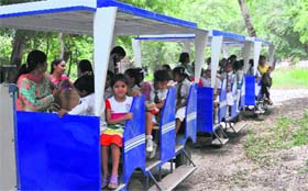 children enjoy their trip to the deer safari
