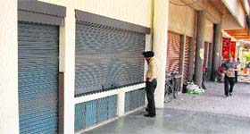 The Sector 11 market, Panchkula, wears a deserted look due to a bandh call given by the BJP, on Tuesday.
