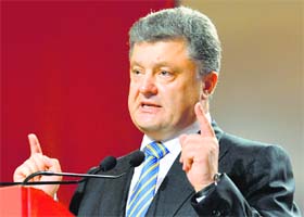 Ukraine President Petro Poroshenko at a press conference in Kiev