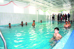 The swimming pool at Him Academy Public School at Vikas Nagar in Hamirpur.