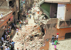 Structures pulled down during a demolition drive in Ludhiana. 