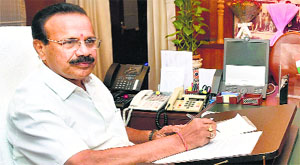 D V Sadananda Gowda takes charge as the Union Minister for Railways at Rail Bhawan in New Delhi on Tuesday. 