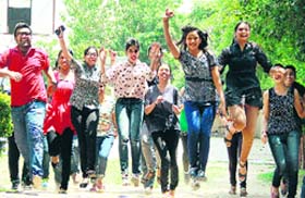 Students of Innocent Hearts Public School in a jubilant mood