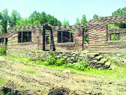 The work on the school building at Wagoora in Baramulla district is yet to be completed. 
