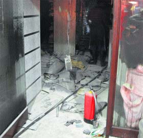 The shop that caught fire in Ludhiana on Wednesday evening