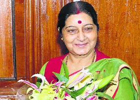 Minister of External Affairs Sushma Swaraj at her office in New Delhi on Wednesday