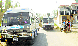 Police personnel reach Seerwali village in Muktsar district on Wednesday