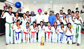 The players who won medals during the 13th Sub-Junior State Tae Kwon Do Championship held at Jalandhar