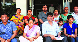 The industrialists stage a protest outside the office of the Chairman of the CHB in Chandigarh