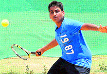 A player in action during a match at Kundan International School in Sector 46, Chandigarh, on Thursday
