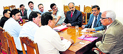 A delegation of the JKJCCI meets Governor NN Vohra at Raj Bhawan in Srinagar on Thursday