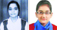 (Left) Simranpreet Kaur and Rhythm Wadhera, who opted for a combination of maths and biology.