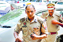RK Jaiswal, Police Commissioner, Ludhiana, on his way for a media interaction