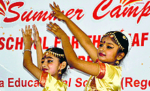 Special children perform during the conclusion function of a summer workshop at the School for Deaf and Dumb