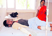 One of the cylinder blast victims at the GMSH-16, Chandigarh, on Saturday