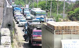 Due to the incident, traffic moved at a snail's pace on the road for sometime