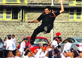 NDA cadets celebrate after their passing out parade in Pune on Saturday
