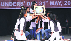 Students of Army Public School present a play on their annual day at Dagshai in Solan on Saturday. 