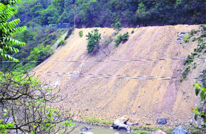 Mud dumped on the banks of the Suketi khud in Mandi.