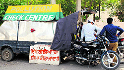 A view of a roadside pollution checking centre in Amritsar