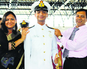Rohit Manderwal in a jubilant mood during the passing-out parade at the Indian Naval Academy in Ezhimala, Kerala.