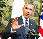 US President Barack Obama holds a press conference at Belweder Palace in Warsaw on Tuesday. 